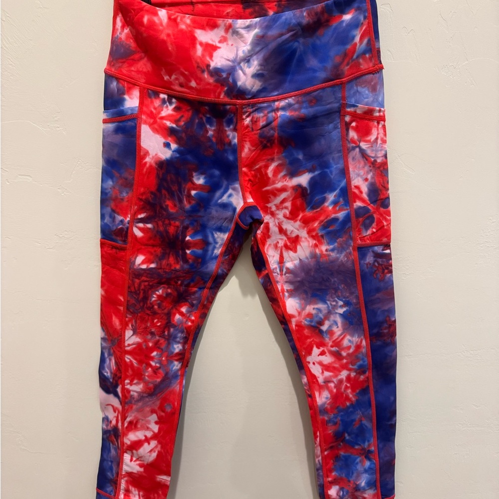 Constantly Varied Gear Red and Blue Tie-Dye Leggings
